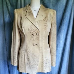 Giorgio Armani Cream Double-Breasted Blazer